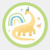 Sticker Rond Diplodocus Dinosaur Fête d'Anniversaire Faveurs (Devant)