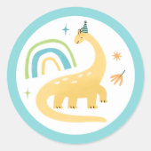 Sticker Rond Diplodocus Dinosaur Fête d'Anniversaire Faveurs (Devant)