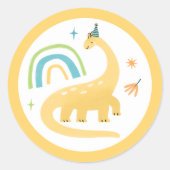 Sticker Rond Diplodocus Dinosaur Fête d'Anniversaire Faveurs (Devant)