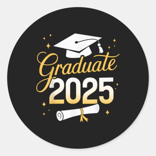 Sticker Rond Diplômé 2025 Pour Cl De 2025 Graduation (Devant)