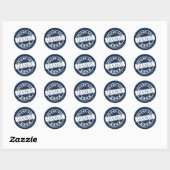 Sticker Rond Diplômé bleu simple personnalisé (Feuille)