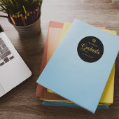 Sticker Rond Diplômé casquette noire nom élégant