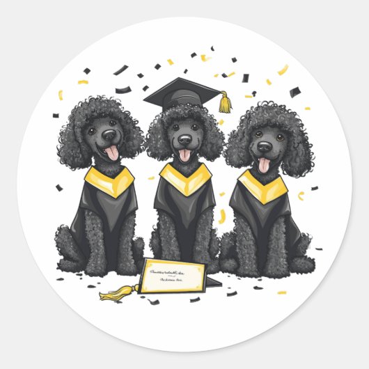 Sticker Rond Diplôme Chiens de caniche standard (Devant)