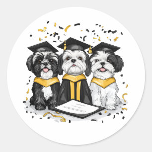 Sticker Rond Diplôme Chih Tzu Chiens