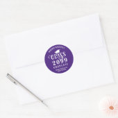 Sticker Rond Diplômé Classe Violet Année Félicitations Nom (Enveloppe)