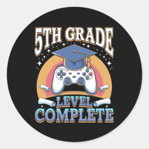 Sticker Rond Diplômé de 5e année Niveau Complète Diplomation Je