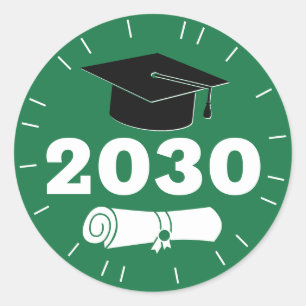 Sticker Rond Diplôme de Casquette de l'année moderne Vert