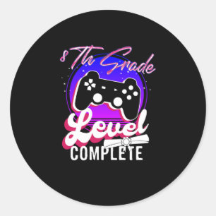 Sticker Rond Diplôme de gamer de 8e année