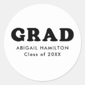 Sticker Rond Diplôme de la typographie rétro blanche et noire (Devant)