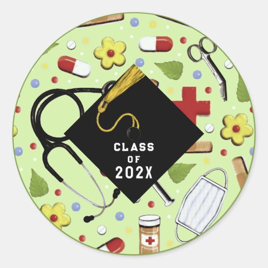 Sticker Rond Diplôme de l'école de soins infirmiers (Devant)