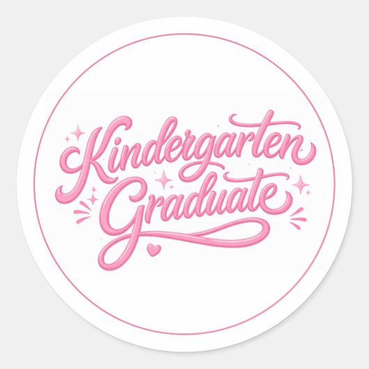 Sticker Rond Diplômé de maternelle écriture rose douce (Devant)