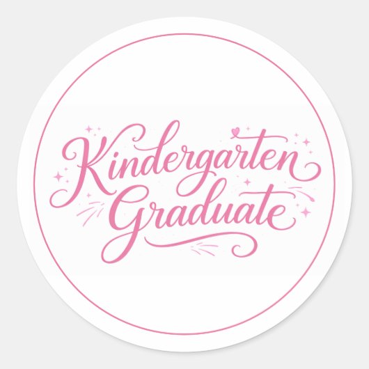 Sticker Rond Diplômé de maternelle écriture rose douce (Devant)