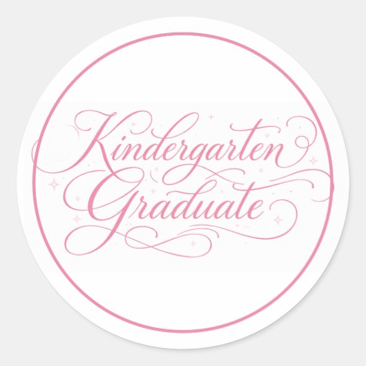 Sticker Rond Diplômé de maternelle écriture rose douce (Devant)