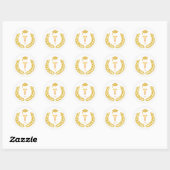 Sticker Rond Diplôme de médecin avec monogramme et doré (Feuille)