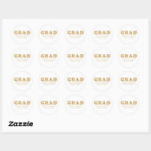 Sticker Rond Diplôme de Typographie Or Retro (Feuille)