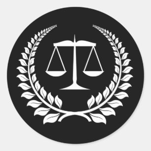 Sticker Rond Diplôme d'études de droit de Black/White Laurel