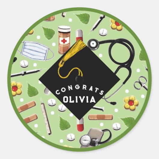 Sticker Rond Diplôme d'infirmière (Devant)