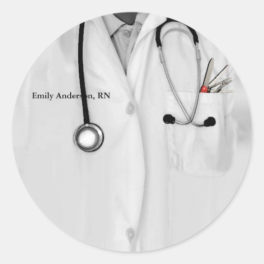 Sticker Rond Diplôme d'infirmière personnalisée (Devant)