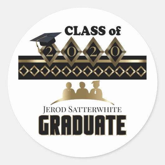 Sticker Rond Diplômé - do-it-yourself année et nom - Blanc (Devant)