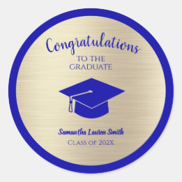 Sticker Rond Diplôme en métal d'or