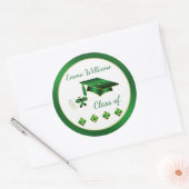 Sticker Rond Diplôme en mortier jaune vert de 2022 (Enveloppe)