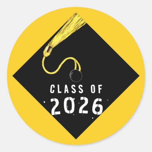 Sticker Rond Diplômé Jaune 2026 (Devant)