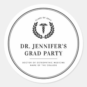 Sticker Rond Diplôme Médicale moderne personnalisé