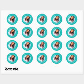 Sticker Rond Diplôme Moderne et Rétro Sarcelle (Feuille)