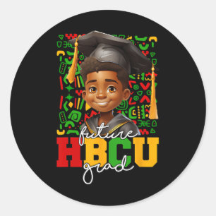 Sticker Rond Diplômé Noir Afro Collège Futur Diplômé Hbcu