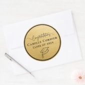 Sticker Rond Diplôme Noir et Or Élégant Moderne (Enveloppe)