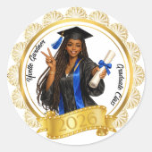 Sticker Rond Diplômé Or (Devant)