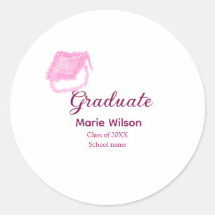 Sticker Rond diplômé parties scintillant rose bouchon ajouter n
