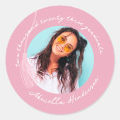 Sticker Rond Diplôme Rose Moderne et Rétro (Devant)