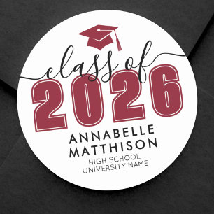 Sticker Rond Diplômé Rouge