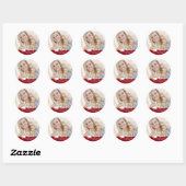 Sticker Rond Diplômé Rouge Blanc Script Merci Photo Classe (Feuille)