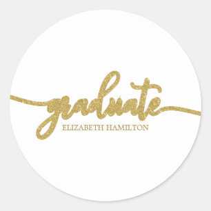Sticker Rond Diplômé Simple Chic Calligraphie Diplômé