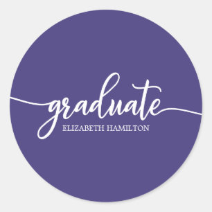 Sticker Rond Diplômé Simple Chic Calligraphie Diplômé Classique
