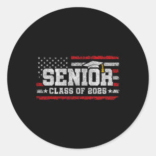Sticker Rond Diplôme supérieur Cl 2025 - American Flag - Senior
