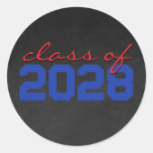 Sticker Rond Diplôme sur tableau noir foncé bleu et rouge (Devant)