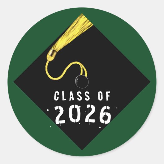 Sticker Rond Diplômé Vert 2026 (Devant)