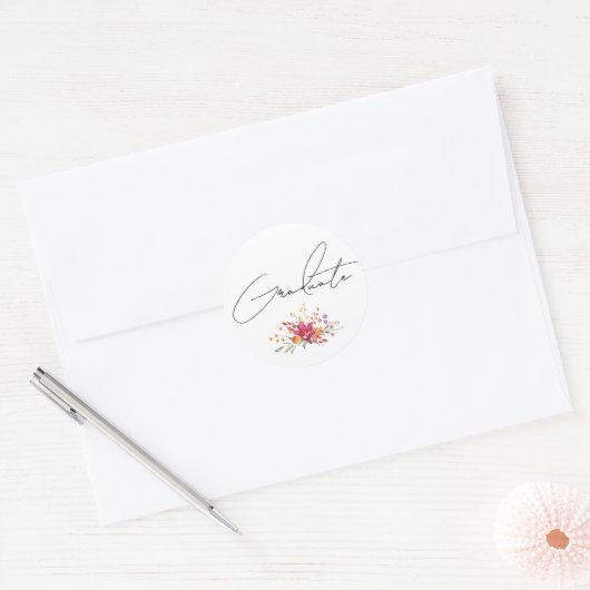 Sticker Rond Diplômée Fleur Sauvage (Enveloppe)