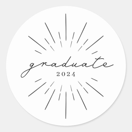 Sticker Rond Diplômée Ligne Art Classe De Diplôme Classique Rou (Devant)