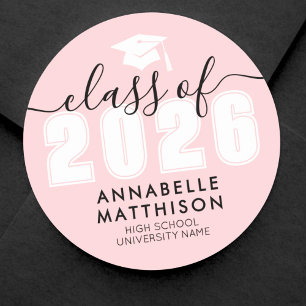 Sticker Rond Diplômées roses