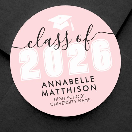 Sticker Rond Diplômées roses