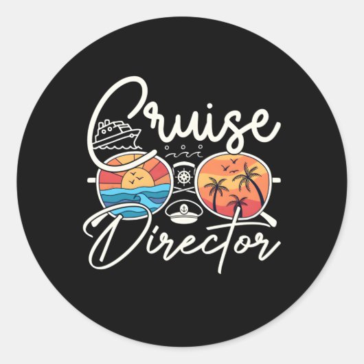 Sticker Rond Directeur de croisière Appréciation Voyage de bate (Devant)