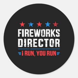 Sticker Rond Directeur de feux d'artifice amusant pour le Jour