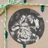 Sticker Rond Directeur de la scène de la Nativité de Noël