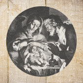 Sticker Rond Directeur de la scène de la Nativité de Noël