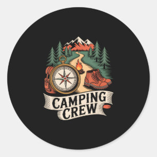 Sticker Rond Directeur d'équipe de camping de randonnée rétro e