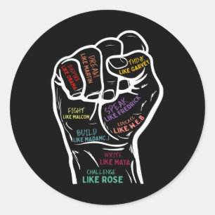 Sticker Rond Dirigeants Inspirants Main Poing Fermé Histoire de